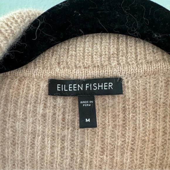 Eileen Fisher Neutral Tan 100% Baby Alpaca Button Front Cardigan Sweater - Picture 6 of 8